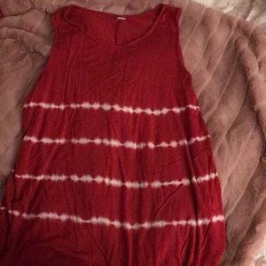 Old Navy Luxe tank, red w white, Large